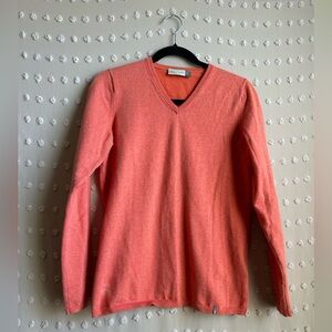 Kjus Women’s Kicki V Neck Cotton Blend Long Sleeve Sweater Sz 40‎ L Peach Pink